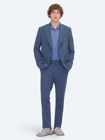 Mavi Çizgili Comfort Fit Takım Elbise