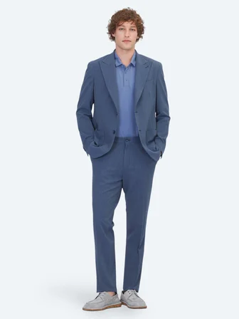 Mavi Çizgili Comfort Fit Takım Elbise