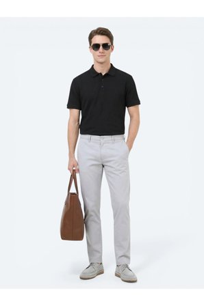 Siyah Düz Polo Yaka %100 Pamuk T-Shirt
