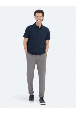 Lacivert Düz Polo Yaka %100 Pamuk T-Shirt