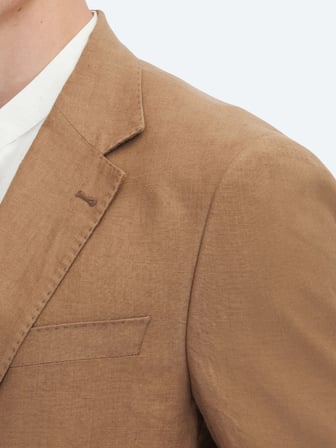 Kahverengi Düz Modern Fit %100 Keten Takım Elbise