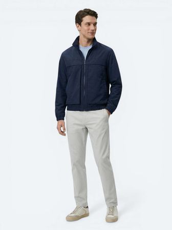 Lacivert Relaxed Fit Dik Yaka Casual Dokuma Mont