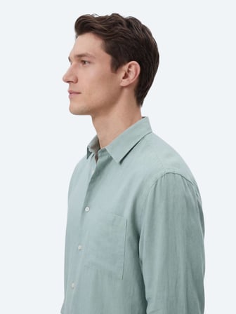 Mint Oversize Fit Dokuma Casual Gömlek