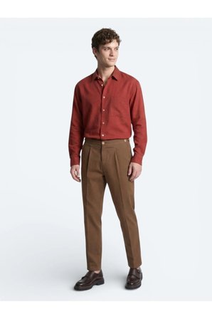 Kiremit Oversize Fit Dokuma Casual Gömlek