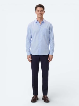 Açık Mavi Oversize Fit Dokuma Casual Gömlek