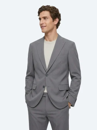 Gri Düz Modern Fit Takım Elbise