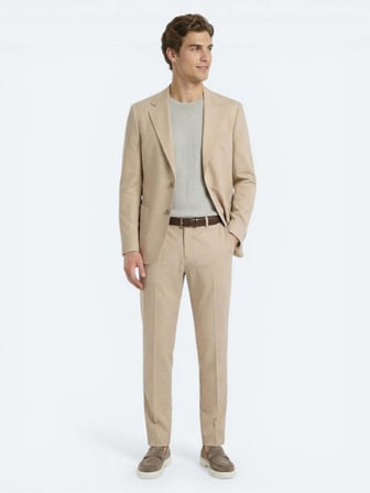 Bej Düz Modern Fit Takım Elbise