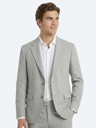 Mavi Desenli Modern Fit Çevre Dostu Keten Karışımlı Takım Elbise