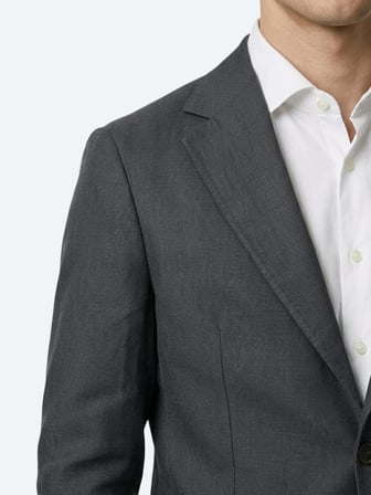Petrol Düz Modern Fit Keten Karışımlı Ceket