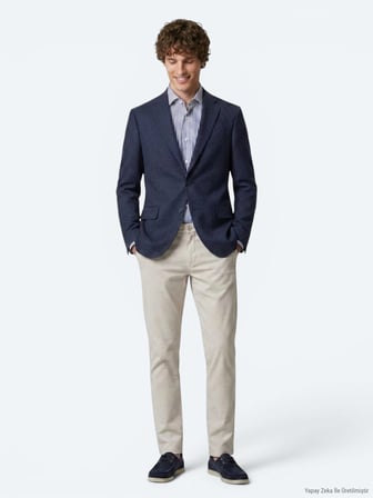 Lacivert Çizgili Regular Fit Ceket