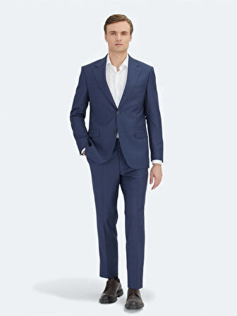 Lacivert Mikro Modern Fit %100 Yün Takım Elbise