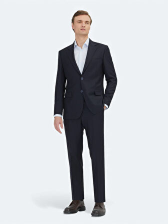 Koyu Lacivert Mikro Modern Fit %100 Yün Takım Elbise