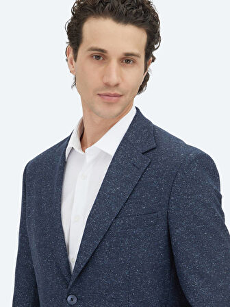 Lacivert Mikro Modern Fit %100 Yün Ceket
