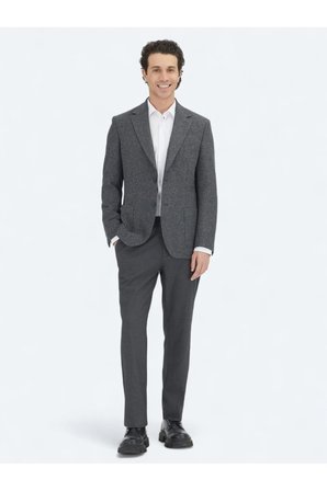 Gri Mikro Modern Fit %100 Yün Ceket