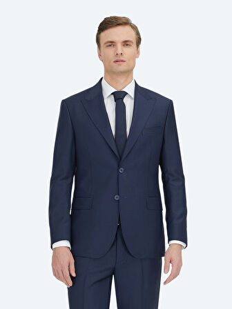 Lacivert Mikro Modern Fit %100 Yün Takım Elbise