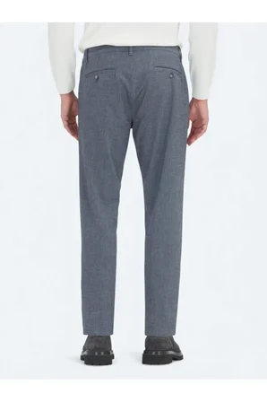 Lacivert Düz Dokuma Regular Fit Casual Pamuk Karışımlı Pantolon