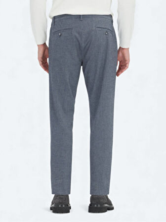 Lacivert Düz Dokuma Regular Fit Casual Pamuk Karışımlı Pantolon