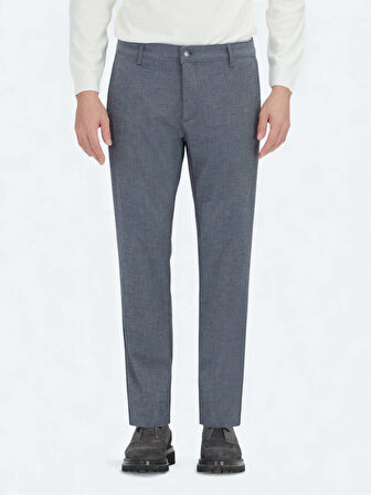 Lacivert Düz Dokuma Regular Fit Casual Pamuk Karışımlı Pantolon