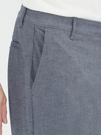 Lacivert Düz Dokuma Regular Fit Casual Pamuk Karışımlı Pantolon