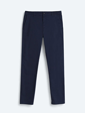 Lacivert Düz Dokuma Regular Fit Casual Pamuk Karışımlı Pantolon