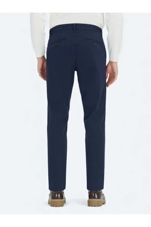 Lacivert Düz Dokuma Regular Fit Casual Pamuk Karışımlı Pantolon