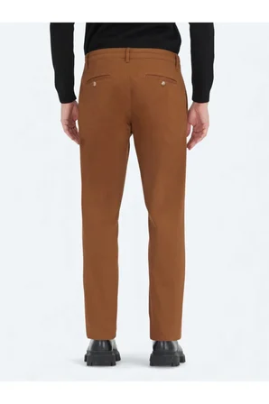 Deve Tüyü Düz Dokuma Regular Fit Casual Pamuk Karışımlı Pantolon