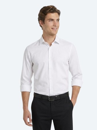Beyaz Düz Regular Fit Uzun Casual Gömlek