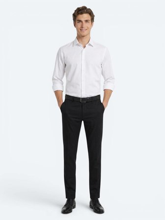 Beyaz Düz Regular Fit Uzun Casual Gömlek