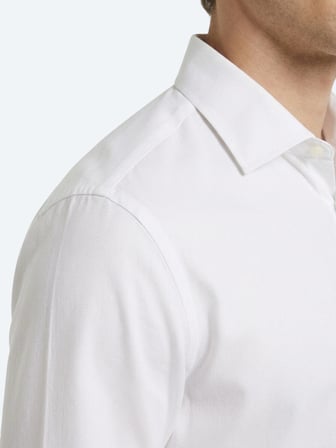 Beyaz Düz Regular Fit Uzun Dokuma Klasik Pamuk Karışımlı Gömlek