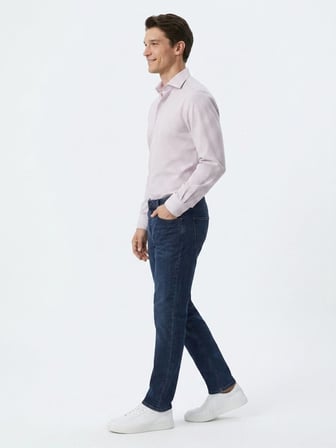 Açık Mavi Kareli Regular Fit Uzun Casual Gömlek