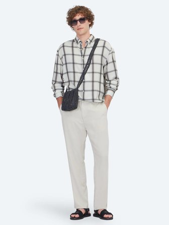 Bej Oversize Fit Dokuma Casual Gömlek