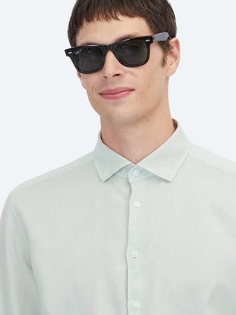 Mint Düz Regular Fit Uzun Dokuma Casual Pamuk Karışımlı Gömlek