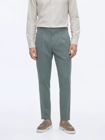Mint Düz Dokuma Regular Fit Casual Pamuk Karışımlı Pantolon