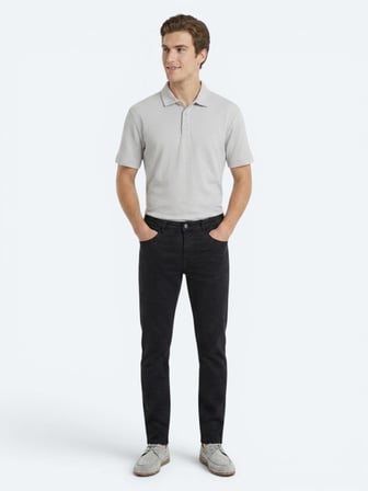 Lacivert Dokuma Slim Fit Spor Pamuk Karışımlı Pantolon