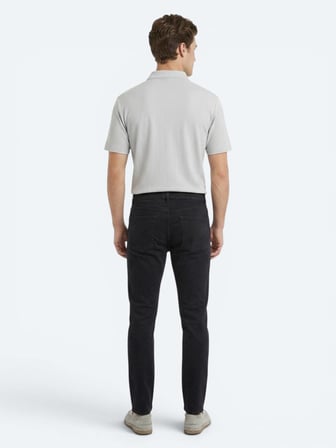 Lacivert Dokuma Slim Fit Spor Pamuk Karışımlı Pantolon
