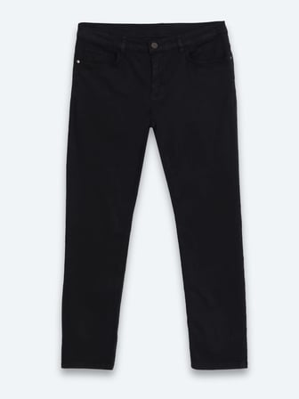 Lacivert Dokuma Slim Fit Spor Pamuk Karışımlı Pantolon