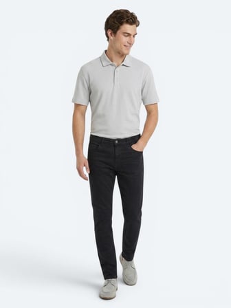 Lacivert Dokuma Slim Fit Spor Pamuk Karışımlı Pantolon