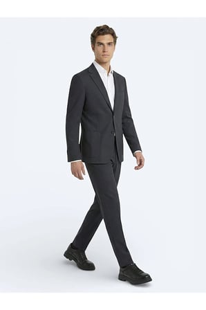 Antrasit Düz Modern Fit Örme Takım Elbise