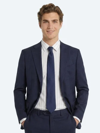 Lacivert Potikare Modern Fit %100 Yün Takım Elbise
