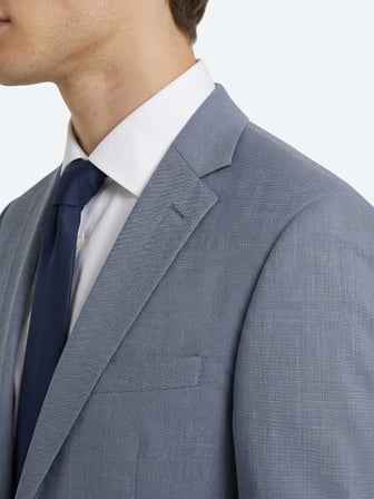 Mavi Çizgili Regular Fit Yün Karışımlı Takım Elbise