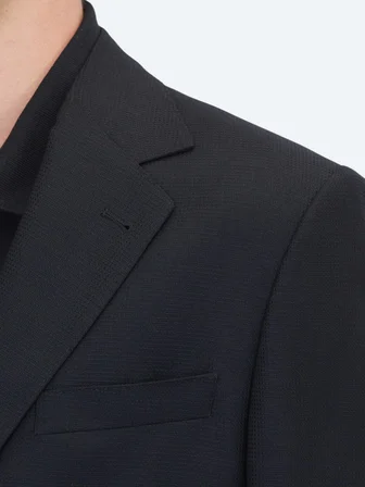 Siyah Mikro Modern Fit %100 Yün Ceket
