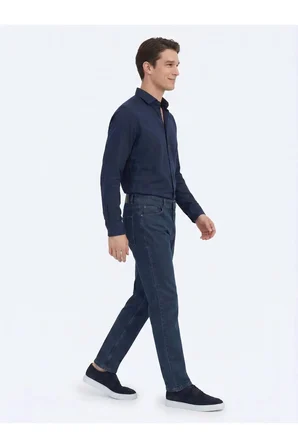 İndigo Regular Fit Denim %100 Pamuk Pantolon