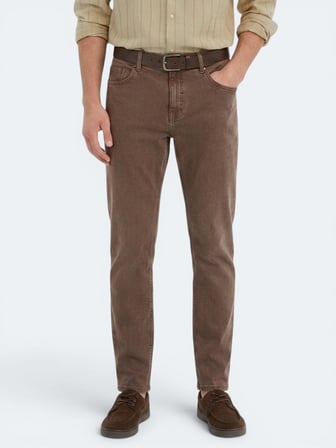 Kahverengi Regular Fit Denim %100 Pamuk Pantolon