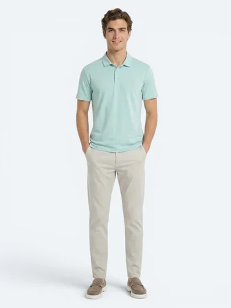 Mint Düz Polo Yaka T-Shirt