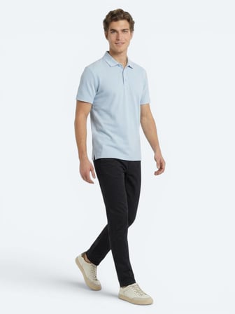 Mavi Çizgili %100 Pamuk T-Shirt