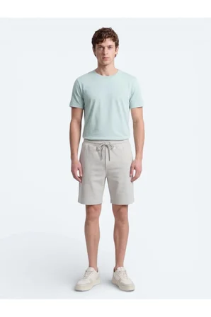 Su Yeşili Düz Örme Regular Fit Casual Bermuda