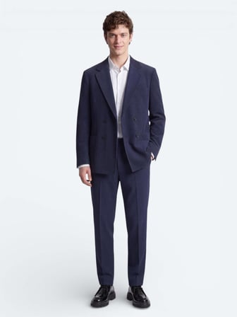 Lacivert Çizgili Modern Fit Takım Elbise