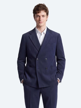 Lacivert Çizgili Modern Fit Takım Elbise