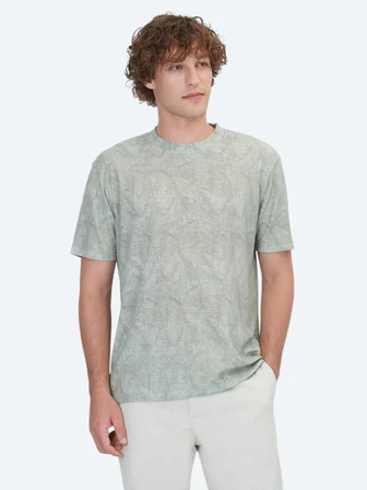 Yeşil Baskılı Pamuk Karışımlı T-Shirt