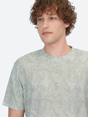 Yeşil Baskılı Pamuk Karışımlı T-Shirt